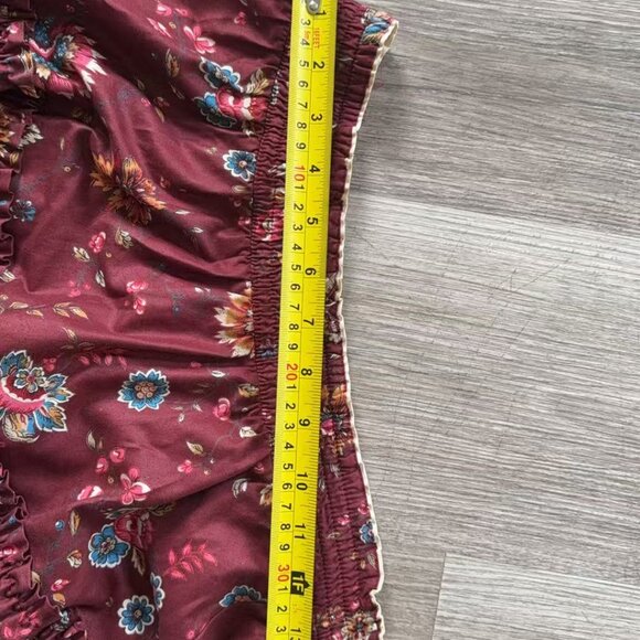 Vintage 1980s Kenzo floral tiered skirt Rich burgundy cotton with classic 80s - Picture 5 of 6